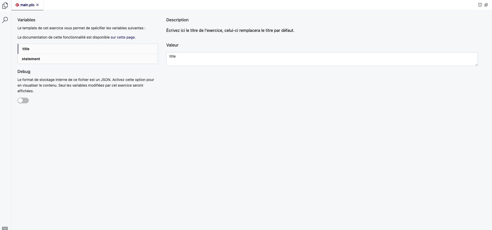Configuation du plo